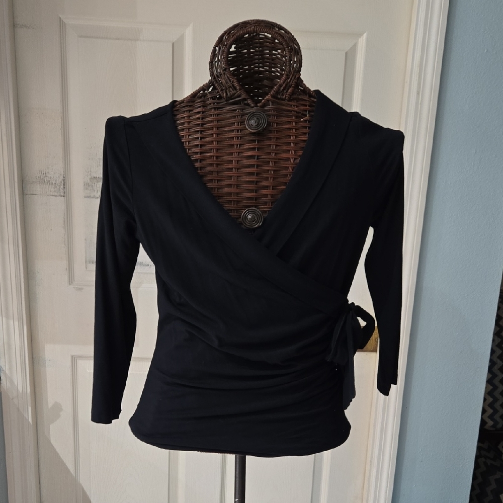 CAbi Black Wrap Blouse